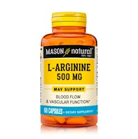 L-arginina 500mg - Crecimiento Muscular - 60 Cápsulas - Mason Natural